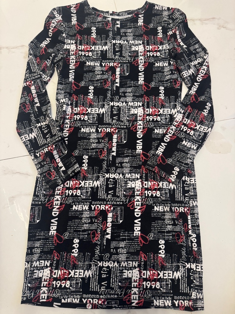 Primark Black White and Red Graphic Print Kids Casual Dress